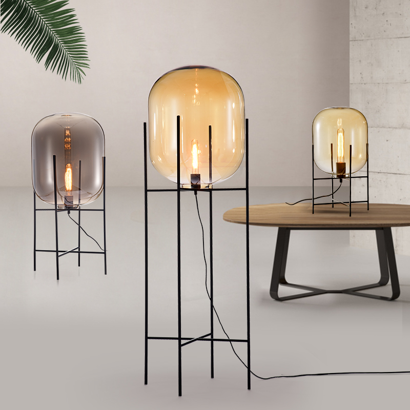 Wanjian floor lamp Nordic glass Post-modern creative simple retro nostalgic study living room bedroom floor lamp