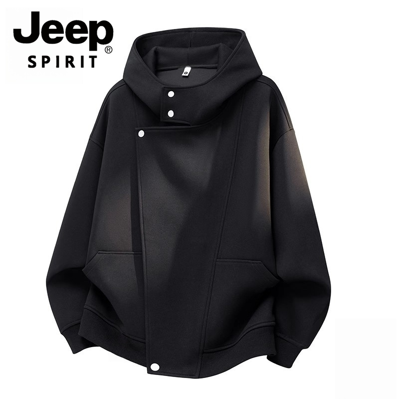 Jeep Spirit Jeep American Casual Long-Sleeved Sweatshirt for Men in Spring and Autum with a Sense of Design, Loose Hooded Top for Men Jeep Spirit Jeep American Casual Long-Sleeved Sweatshirt for Men in Spring and Autum with a Sense of Design, Loose Hooded Top for Men
