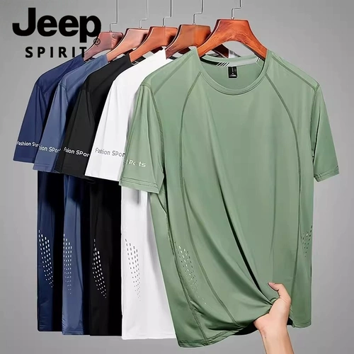 JEEP SPIRIT Шелковый джип, дышащая быстросохнущая спортивная футболка с коротким рукавом для отдыха, свободный крой