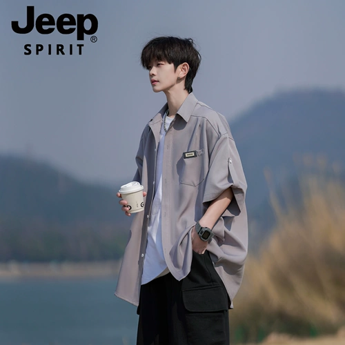 JEEP SPIRIT Шелковый джип, летняя рубашка для отдыха, изысканный стиль, оверсайз