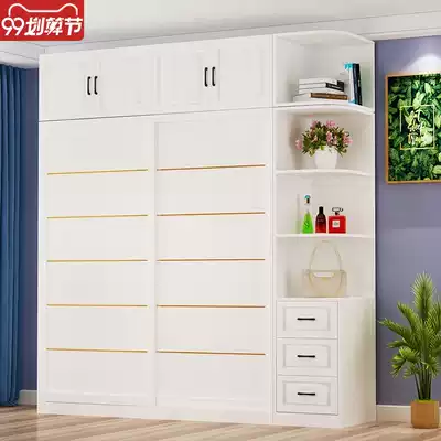European style simple sliding door sliding door wardrobe solid wood simple modern bedroom economy home wardrobe storage