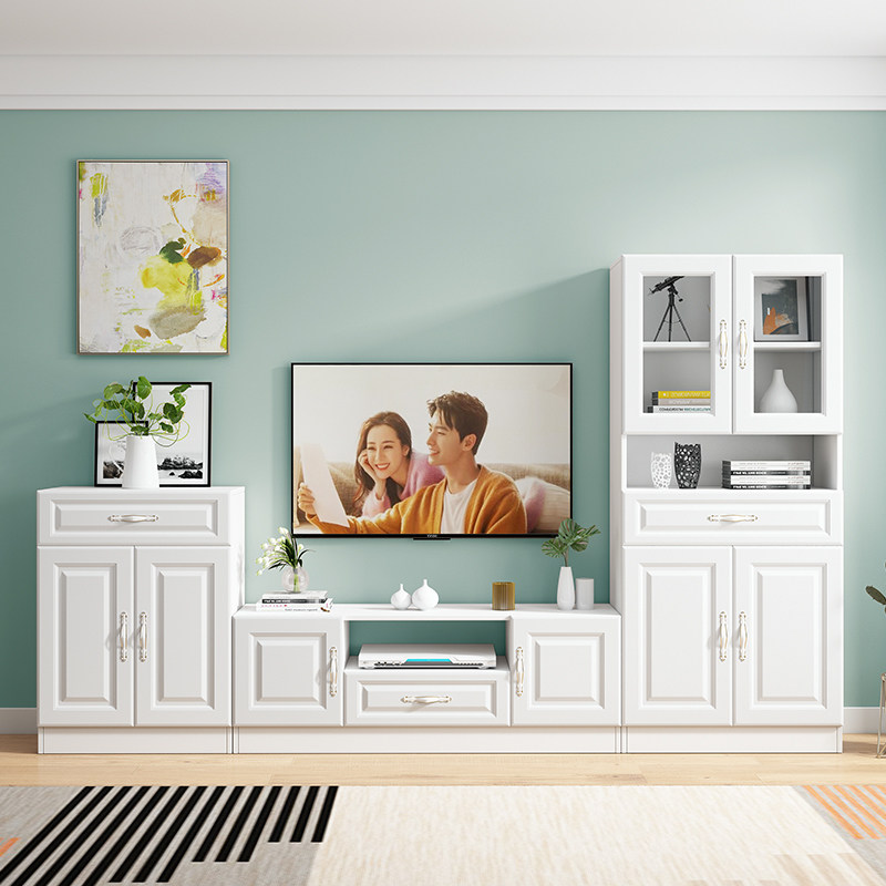 TV cabinet Solid wood modern minimalist composition Living room TV cabinet floor lockers Small family Type Package Installation can be set