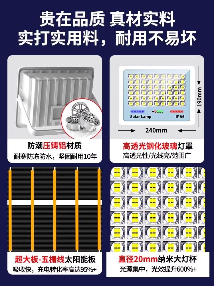 [Xiaoli]Solar Outdoor Lights, Outdoor Garden Lights, Floodlights, Rural Lighting, High Power