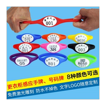 Customized induction hand number plate bathroom sauna lock locker key bath swimming gym digital bracelet