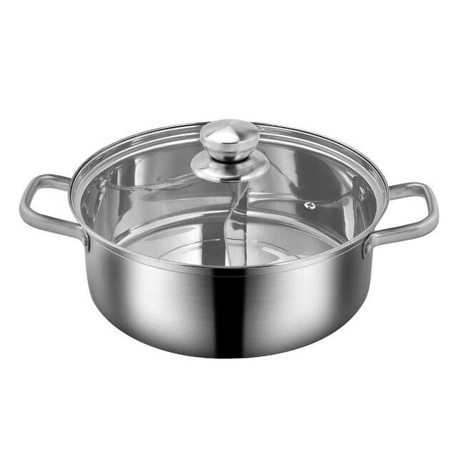Single Bottom Hot Pot 304 Stainless Steel Mandarin Duck Pot Double Compartment Household Clear Soup Pot Gas Induction Cooker Universal