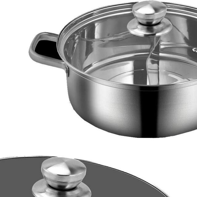 Single Bottom Hot Pot 304 Stainless Steel Mandarin Duck Pot Double Compartment Household Clear Soup Pot Gas Induction Cooker Universal
