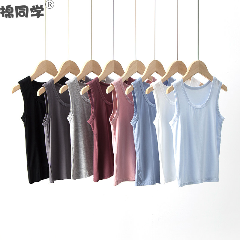 Cotton schoolboy Children Summer slim Pure Color Sleeveless Top Boy T-Shirt Boy Modale Girl Vest Beat Bottom Wear