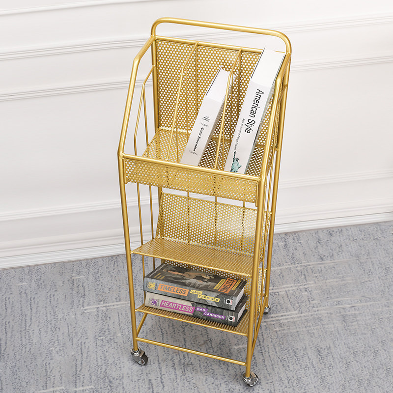 Floor-to-ceiling Nordic small bookcase Student bookshelf Book and newspaper rack Storage shelf Information newspaper newspaper shelf Magazine rack