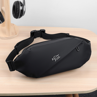 袋鼠时尚胸包男帆布休闲多功能防水胸包单肩