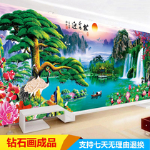 The finished Diamond painting finished welcome pine 5D full of water to make money new living room landscape painting landscape diamond show
