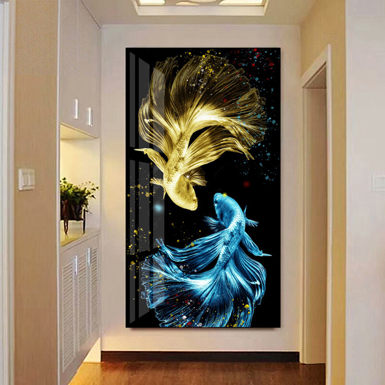 Diamond painting finished product recruitment double koi fish living room with 5D full diamond embroidery new masalt vertical painting