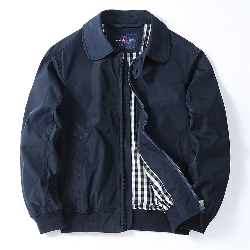 American Retro Flight Jacket, Autumn and Winter Windproof Jacket, Men's Pure Color Casual Loose Business Top, Lapel Baseball Uniform