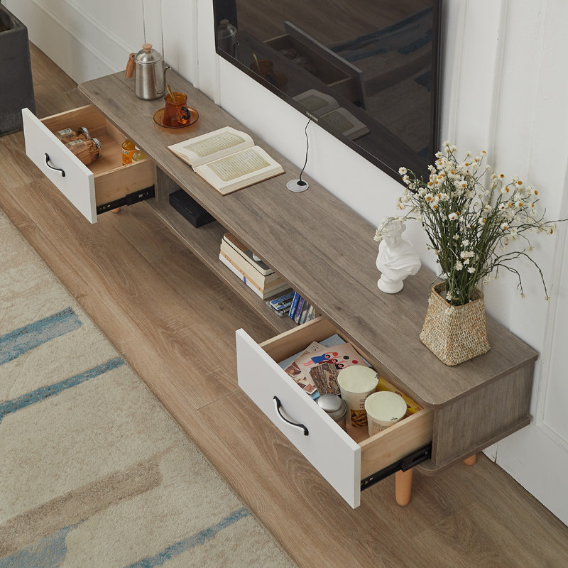 Solid wood TV cabinet coffee table combination simple modern living room bedroom Nordic floor cabinet economical small apartment
