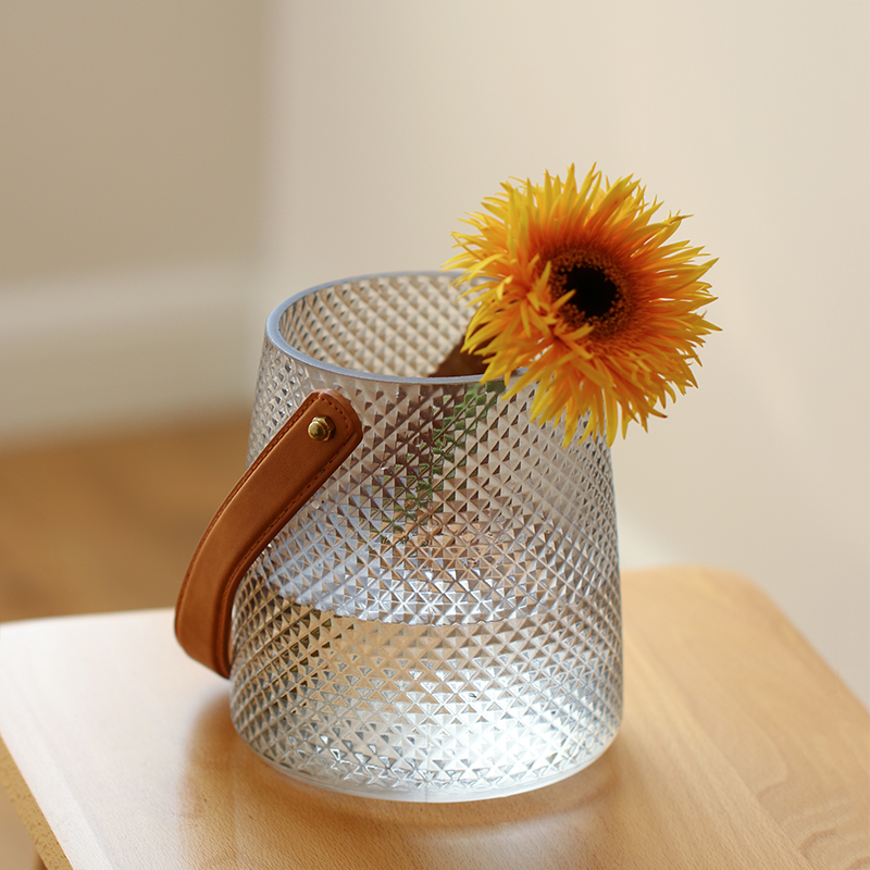 Internet celebrity ins style glass vase transparent flower arrangement living room decoration tulip flowers light luxury creative high-end file