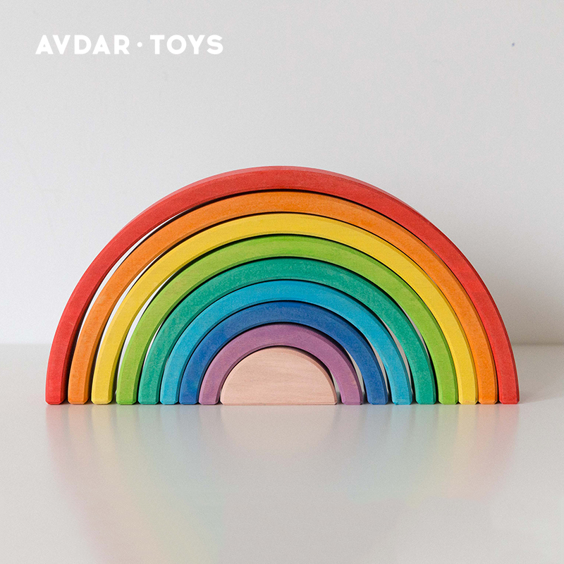 AVDAR Rainbow Building Blocks Imported Basswood Solid Wood Gifts Boys and Girls Early Education Construction Montessori Puzzle Building Toys
