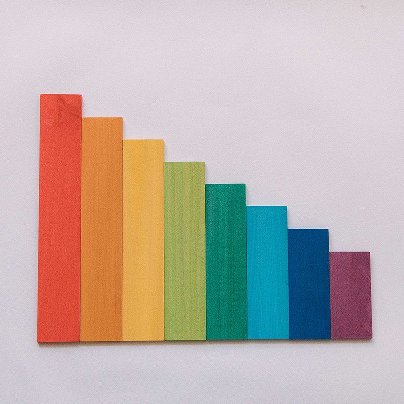 AVDAR building block toy imported basswood 8-color rainbow ladder Children Baby big particle puzzle building block