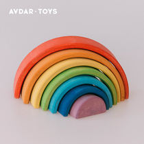AVDAR mini rainbow building blocks rainbow blocks imported solid wood basswood childrens construction educational toys