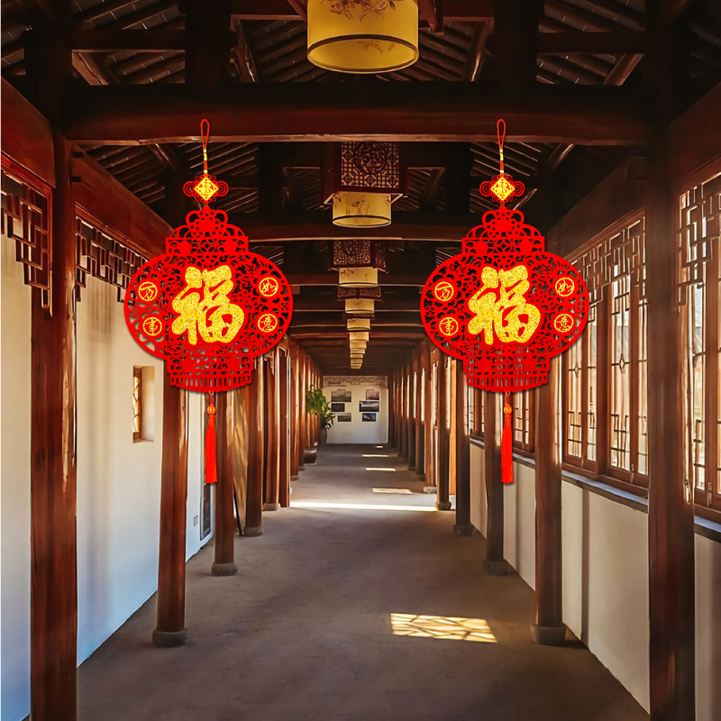 Three-dimensional blessing word door stickers Housewarming new home opening decoration supplies high-grade festive stickers Hanging painting wall stickers hanging decoration