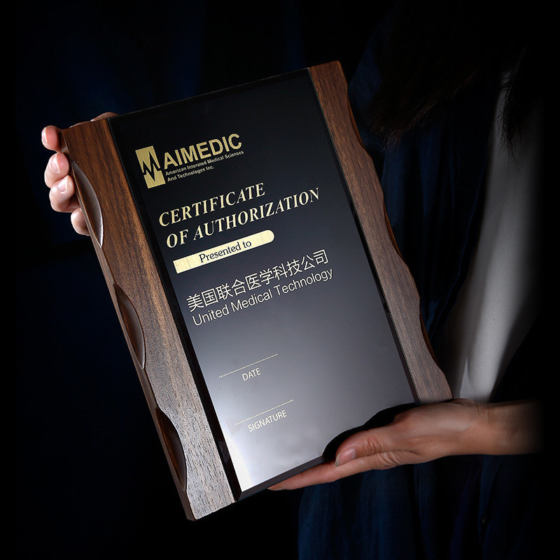 Metal ear of wheat letter of appointment Certificate of honor Glass black walnut Wooden trophy medal Join authorization card Custom made