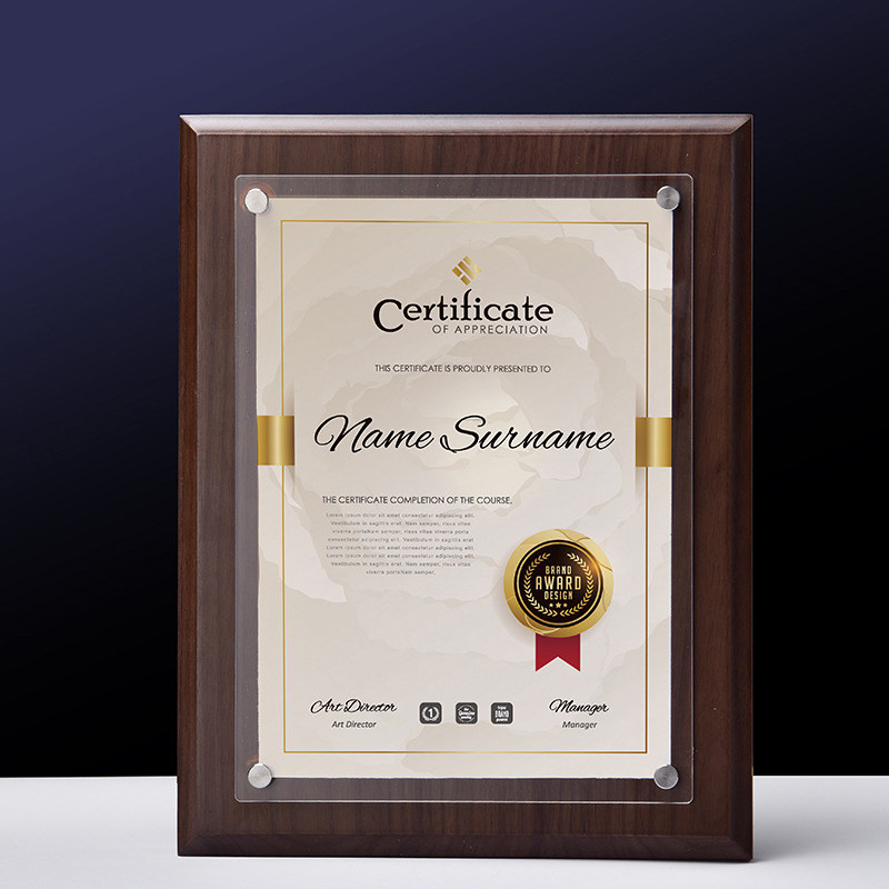 Wooden medal authorization plate custom-made can replace the inner page Certificate of honor Letter of appointment production agent to join the plaque