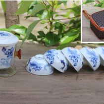 Portable black tea travel tea set Tea glass tea maker Green K flower porcelain tea cup Travel Gongbo Fu