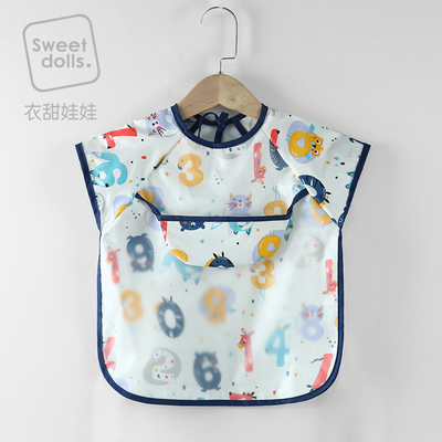宝宝吃饭罩衣夏季薄款防水婴儿童围兜女孩饭兜无袖纯棉喂饭衣围裙