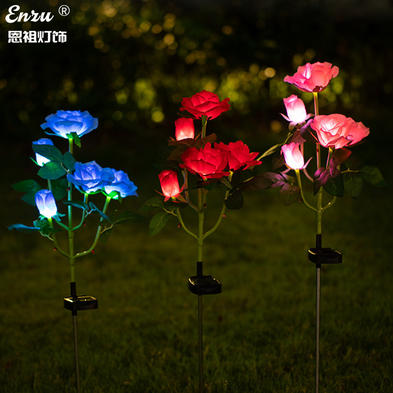 Garden Solar lamp View light Decorative Lights Rose Lawn Ground Inserts Light Wedding Garden Arrangement Decorated Patio-Taobao