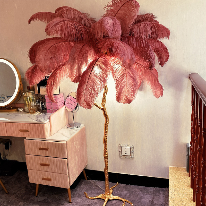 Living Room Feather Lamp Floor Lamp Next to the Sofa, High-End Bedroom Ikea Floor-Standing Corner Atmosphere Lamp