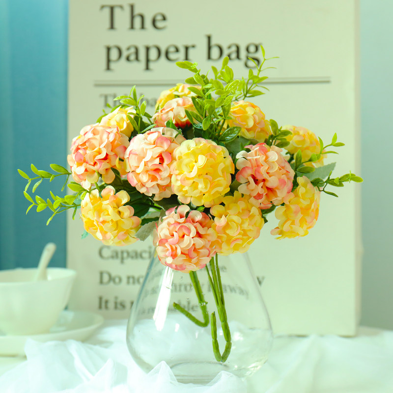 Simulation Bouquet Fake Flowers Living-room Decoration Pendulum Pieces Nordic Ins Silk Flower Table Flower Embroidered Ball Flower Suit Floral Furnishing