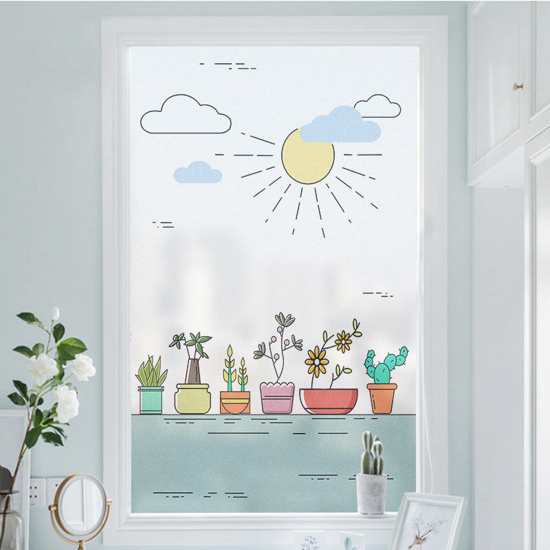 Nordic modern minimalist glass sticker windows light transmission opaque shading decoration small pattern 3d stereochemical makeup compartment