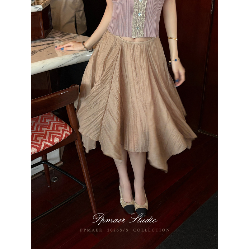 Ppmaer【Salt Tea Peninsula】Irregular Design Half-Length Puffy Skirt for Women, Versatile Mid-Length Skirt for Autumn 2026 Ppmaer【Salt Tea Peninsula】Irregular Design Half-Length Puffy Skirt for Women, Versatile Mid-Length Skirt for Autumn 2026