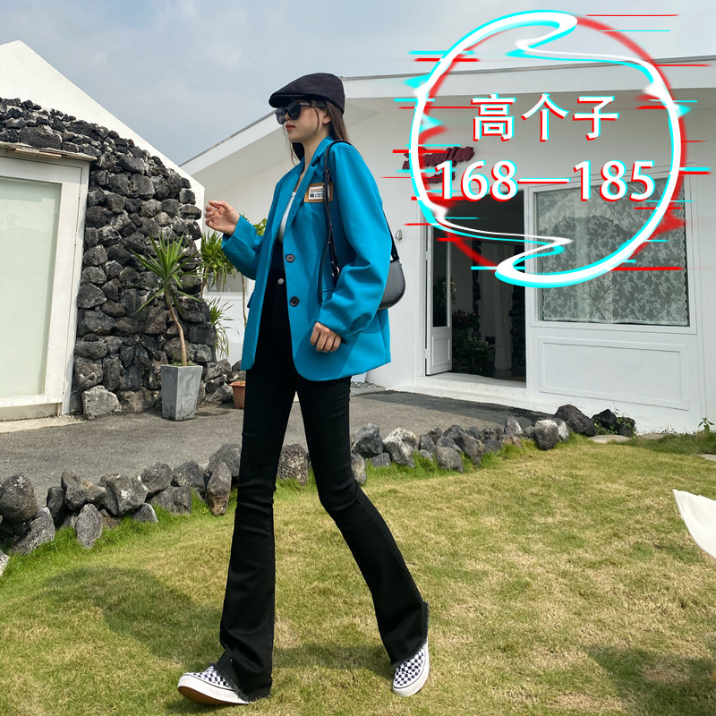 170 lengthened version Jeans Woman Tall 175 High Bomb Towering Pants Slim Fit High Waist Display Slim Trumpet Pants Spring Summer