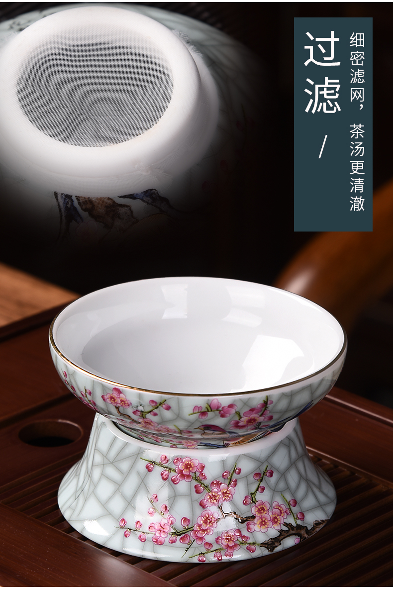 Dehua colored enamel kung fu tea set suit household of Chinese style restoring ancient ways gift tea tea accessories box lid bowl