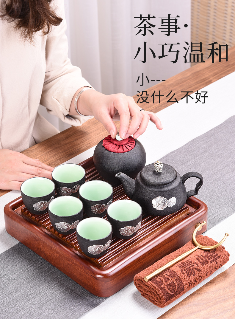 Japanese heavy bamboo tea tray up tea set teapot teacup small household contracted kung fu tea saucer