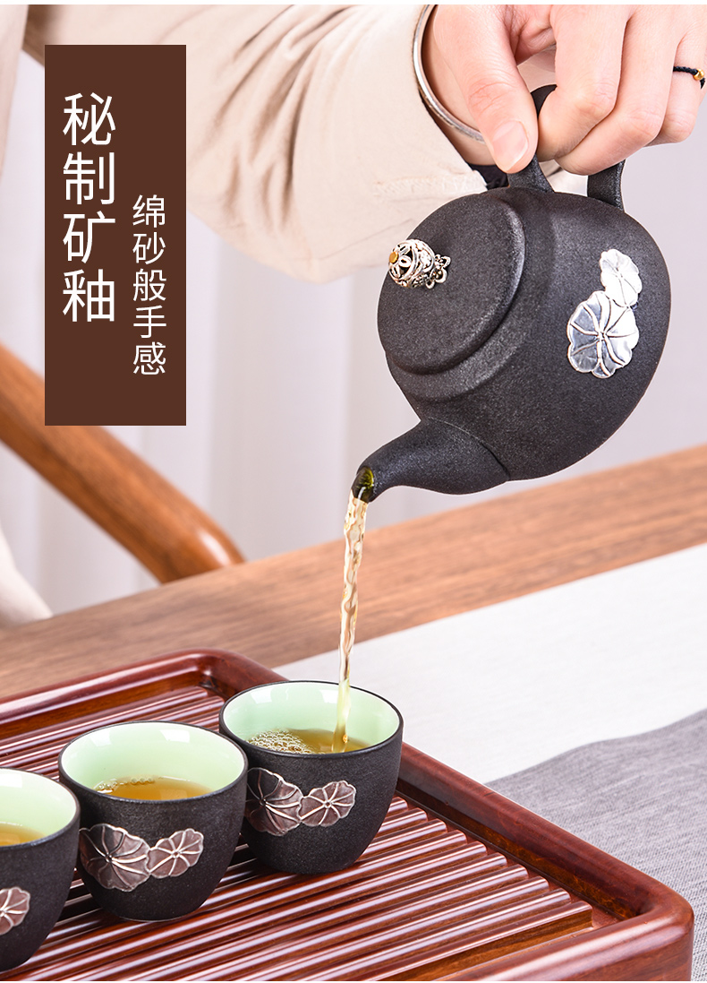 Japanese heavy bamboo tea tray up tea set teapot teacup small household contracted kung fu tea saucer