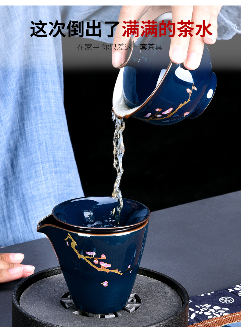 Ceramic kung fu tea set suit household contracted teapot teacup tea sea tureen tea accessories) group