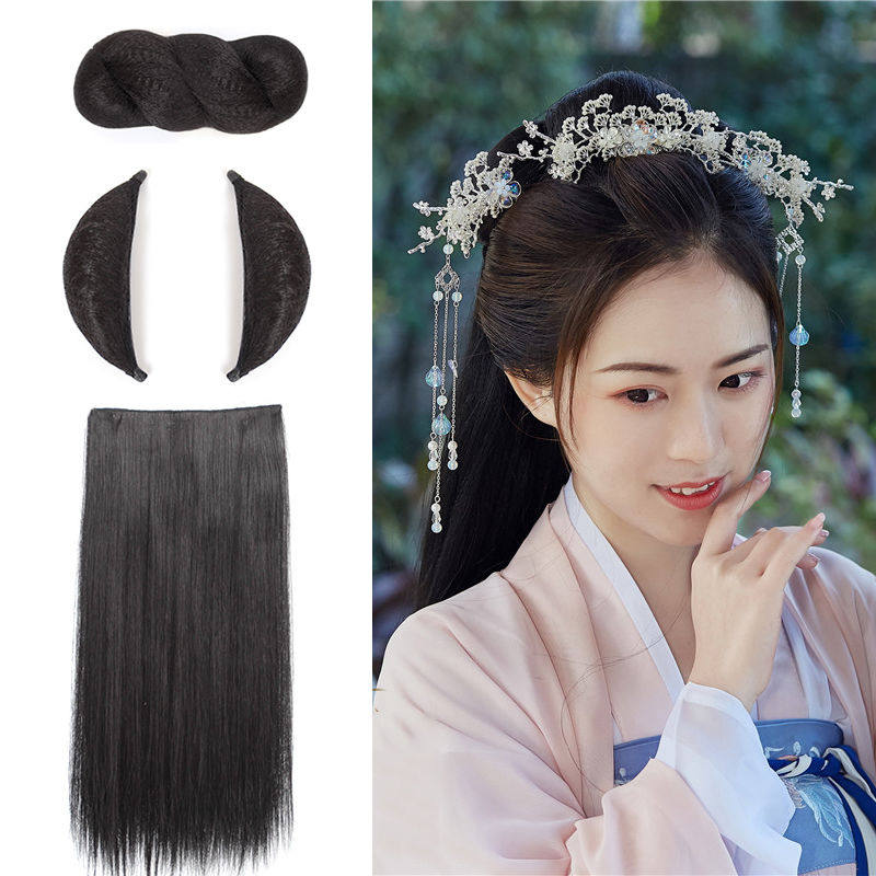 Ancient Dress Wig Ancient Wind Hanfu Hair Decoration Photo Gallery Styling Horn Bag Hemp Flower Bag Flowers one thousand Bones Fairy Styled Hair