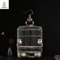  Stainless steel bird cage Large villa round cockatiel thrush starling tiger skin wren bird cage Full set of bird cage