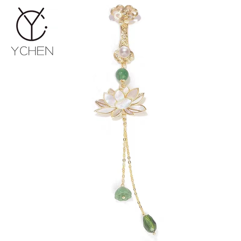 China Wind Fresh Water Pearl Lotus Brooch Brooch Female Natural Mother Bay Qipao Press Flap High-end Flow Su Clothes Do N't Pin Pendant-Taobao