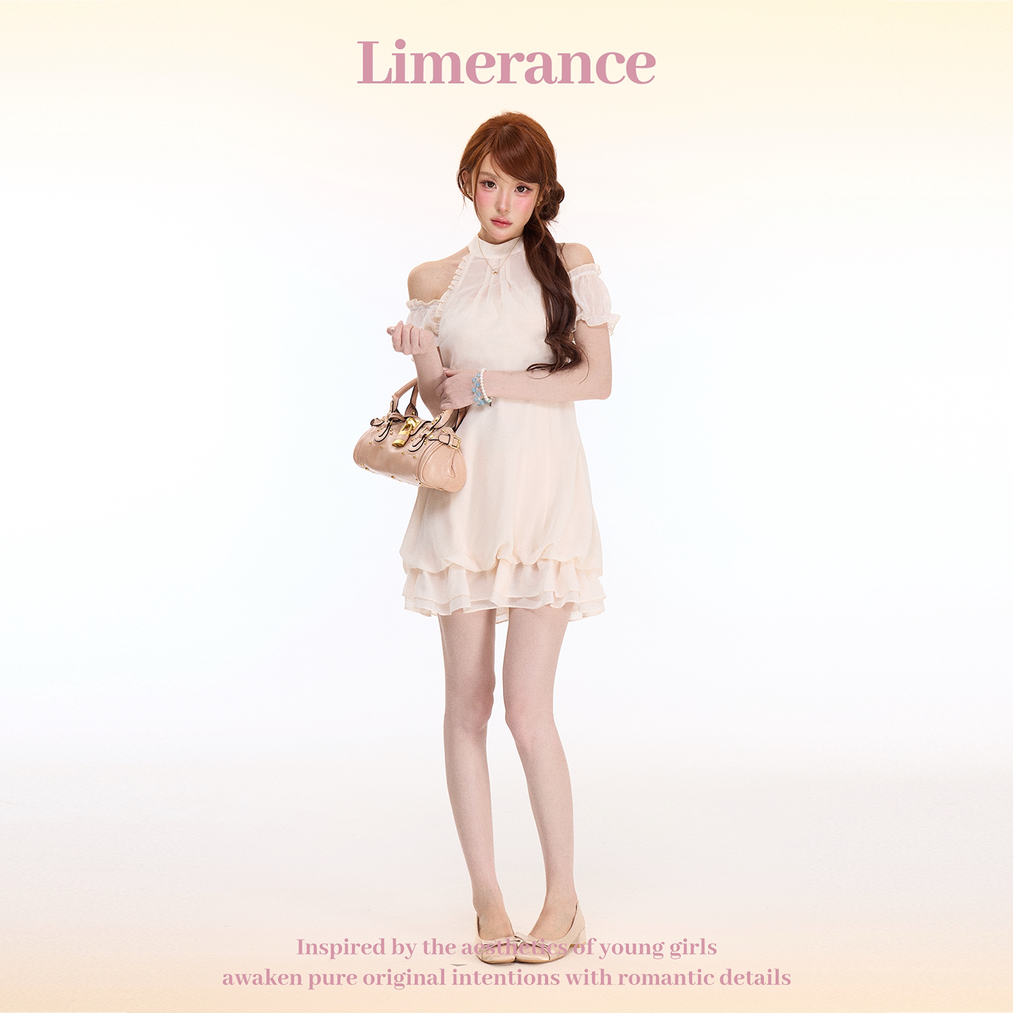 Limerance フリル ホルターネック 重ね着風 半袖 セットアップ