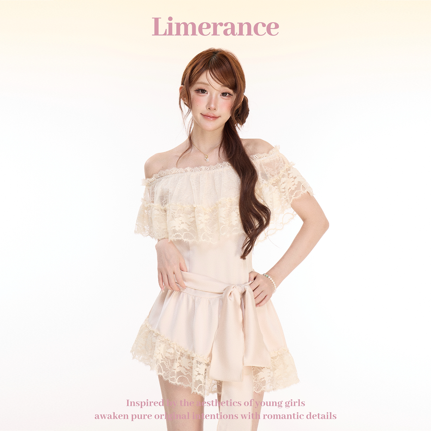 Limerance レース オフショルダー アシンメトリー 半袖 ワンピース