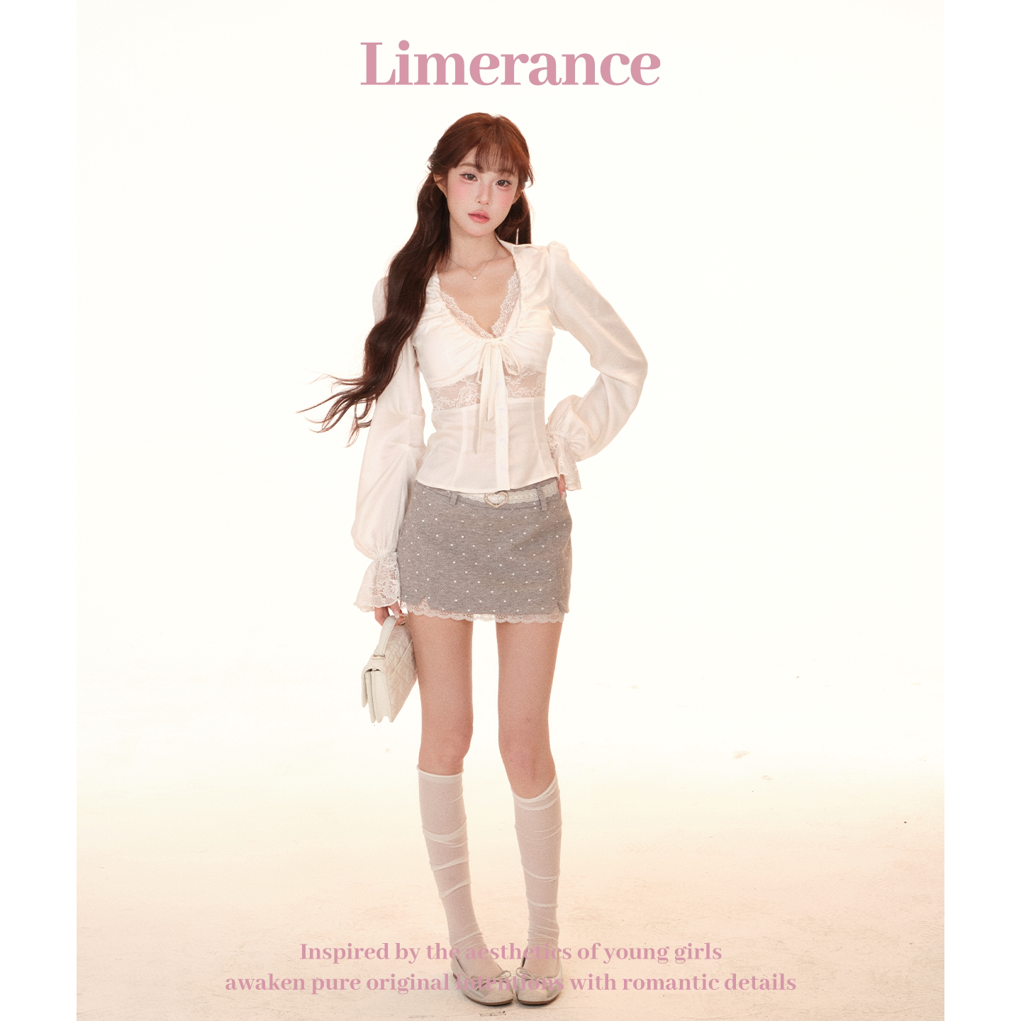 Limerance レース ドット 重ね着風 セットアップ