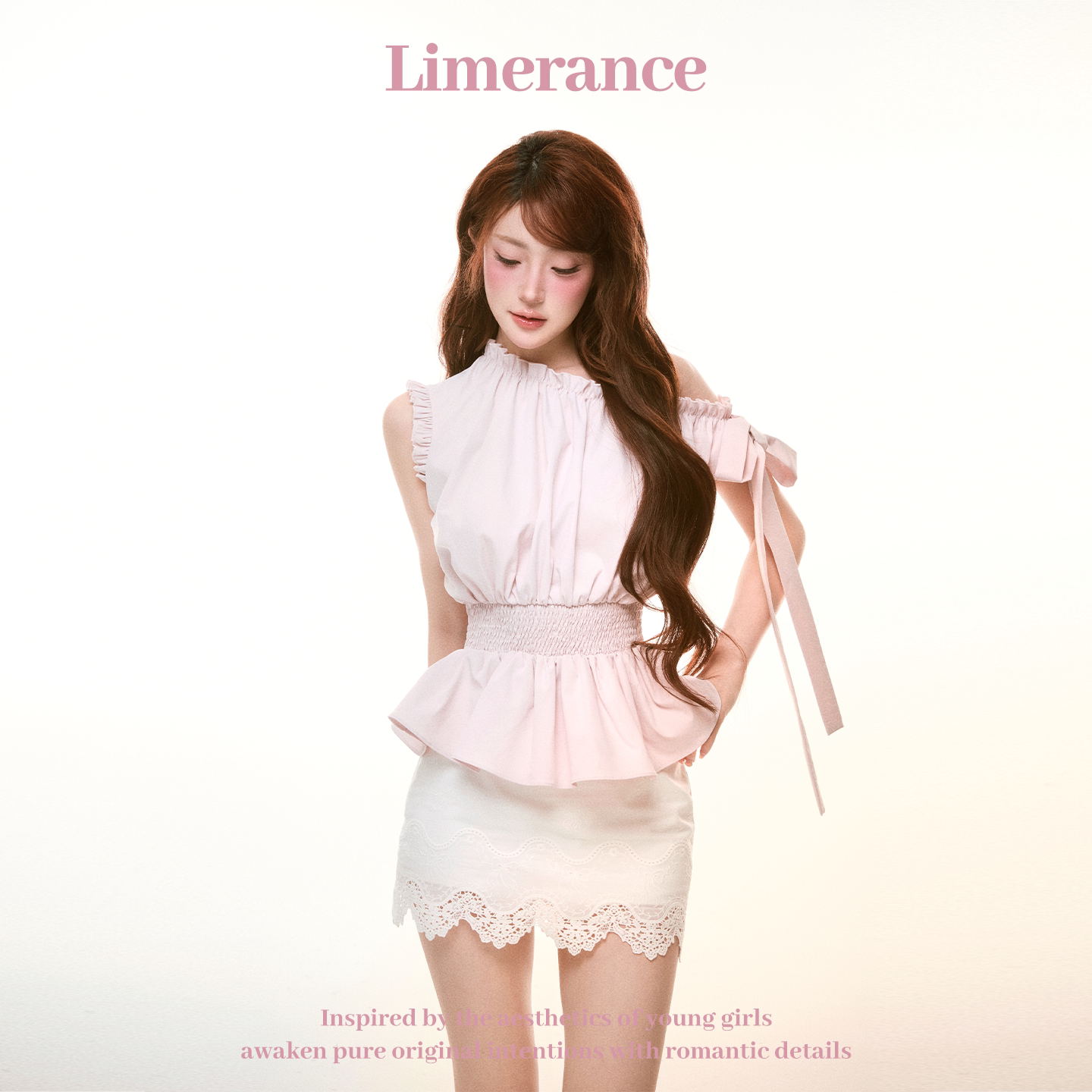 Limerance リボン フリル アシンメトリー 刺繍 セットアップ