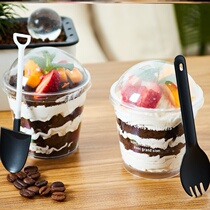 Wooden bran double skin milk cup Disposable high temperature jelly pudding mousse cup Cake cup transparent plastic square