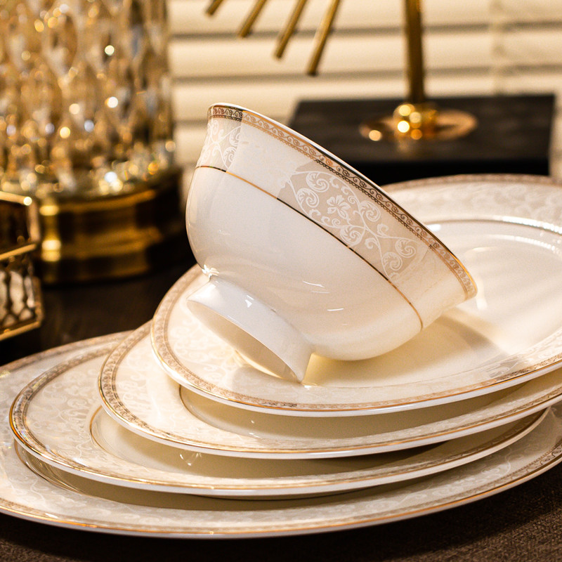Barondy Single Pint Dish Suit Home Eating Rice Bowl Combined Face Bowl Spoon Bone China Cutlery Cutlery Suit