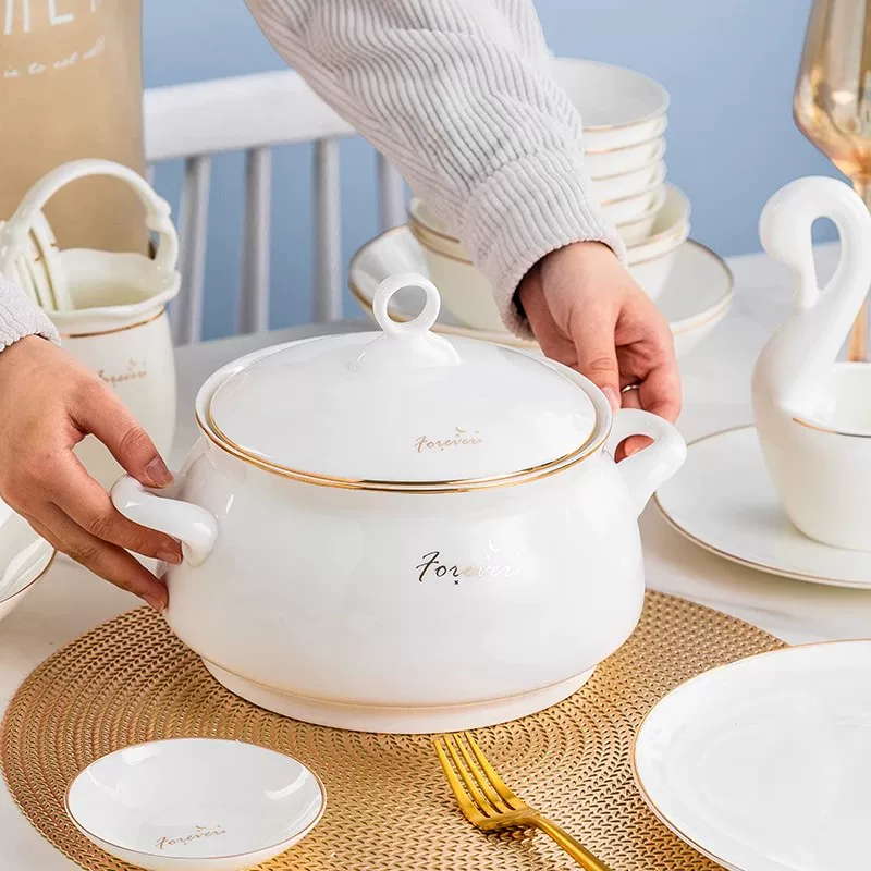 Набор блюд из легкой роскоши домашняя керамика Jingdezhen костяная фарфоровая посуда 2024 новый высокий уровень предметы для новоселья тарелки блюда палочки