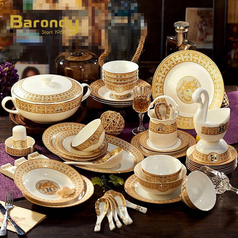 BARODY CERAMIC DISHES Dish Suit Eu Style Home Cover Bowls Dish Cutlery Jingdezhen Upscale Bone Porcelain Tableware