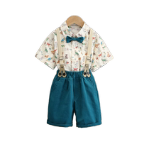 Costume dété pour enfants robe à fleurs pour fille belle salopette de style britannique pour garçon chemise dhôte pour garçon