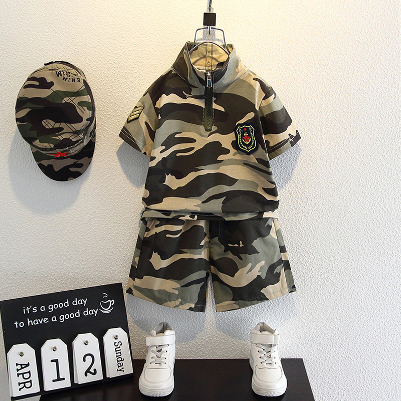 Children's camouflage suits primary school students summer short-sleeved military training suits boys special forces clothing kindergarten performance clothing