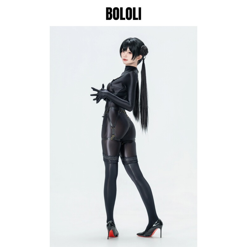 Bololi Bondage Chinese Girl Silky Zipper Open Horse Oil Base Layer Clothing for Streamer Cosplay Photography Event Outfit